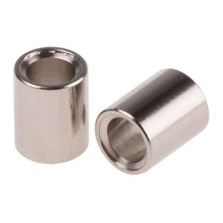 Round Spacer, #6 Screw Size, Nickel Plated Brass, 3/8 In Overall Lg